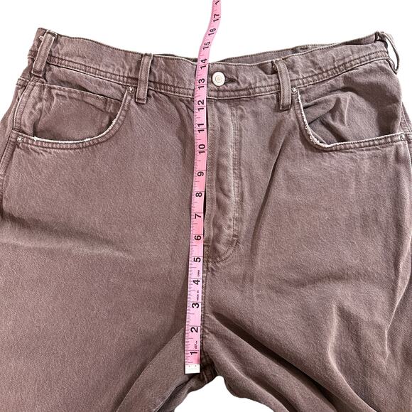 Free People Ultra Wide Leg Slouchy Denim Frayed Button Fly Jeans Purple Brown 32 - Picture 11 of 14